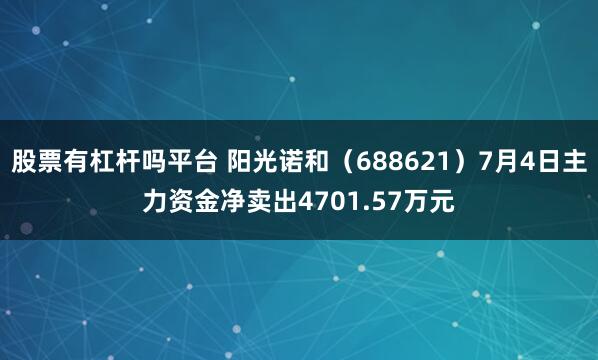 股票有杠杆吗平台 阳光诺和（688621）7月4日主力资金净卖出4701.57万元