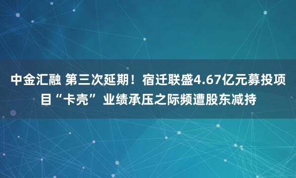 中金汇融 第三次延期！宿迁联盛4.67亿元募投项目“卡壳” 业绩承压之际频遭股东减持