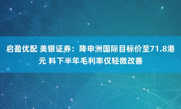 启盈优配 美银证券：降申洲国际目标价至71.8港元 料下半年毛利率仅轻微改善